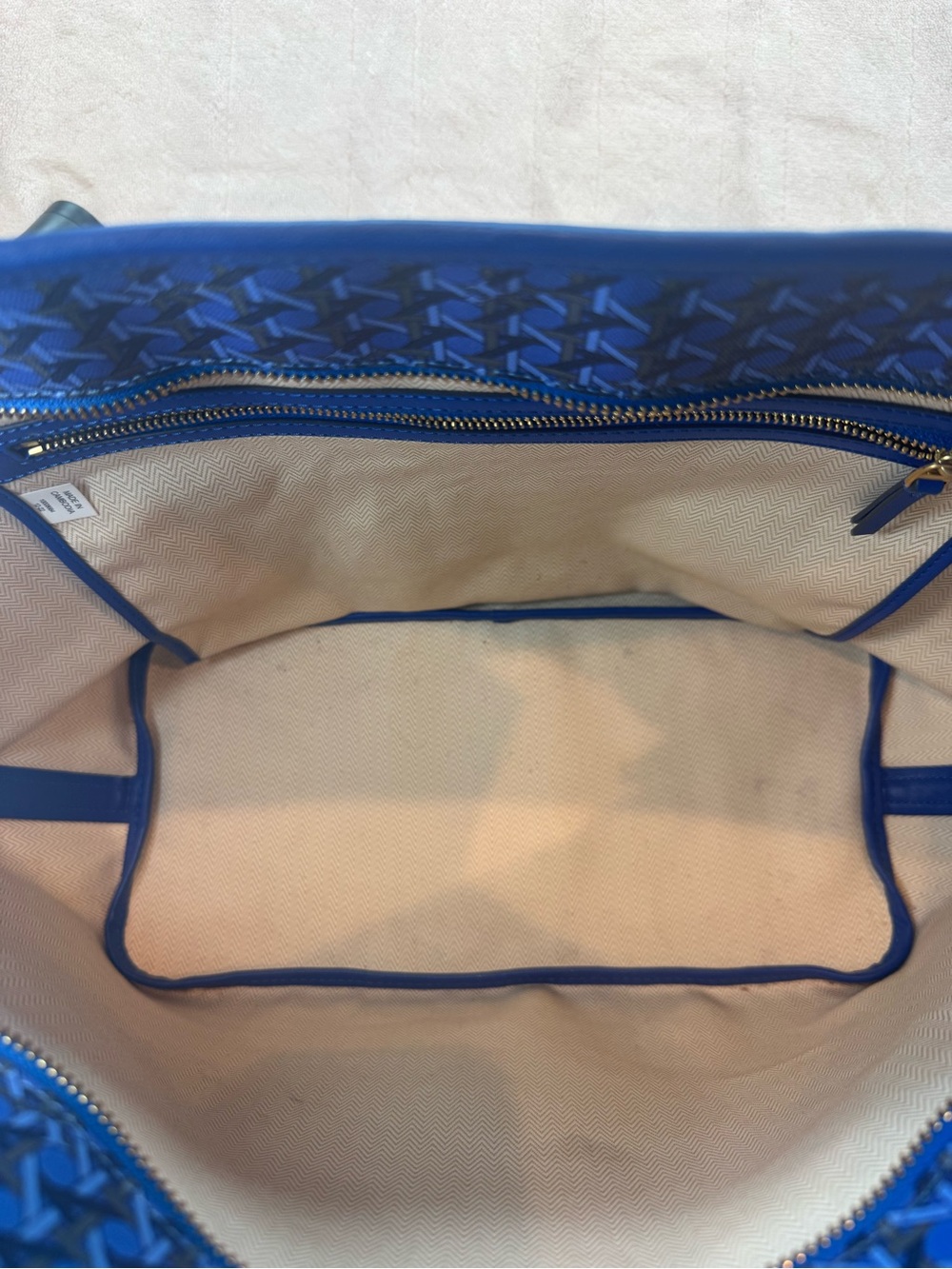 Tory Burch Ever-Ready Mediterranean Blue Coated Canvas Zip Tote 💙 - Picture 5 of 14